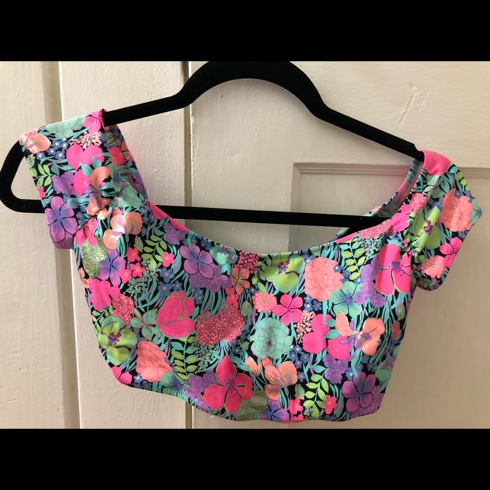 VICTORIA’S SECRET NEON FLORAL SWIM TOP SIZE SMALL